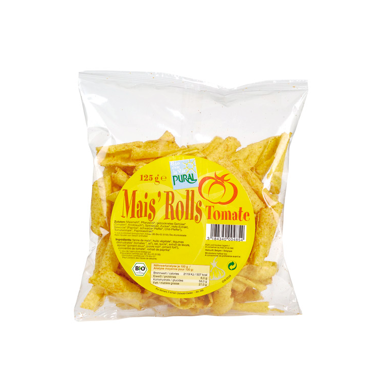 Chips maïs rolls tomate BIO, 125g