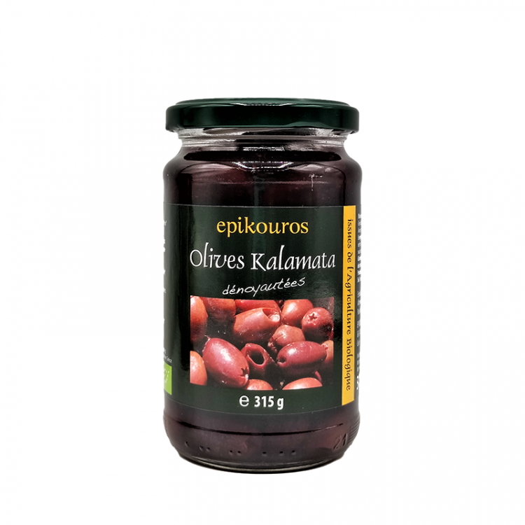 Olives Kalamata noires dénoyautées BIO, 315g