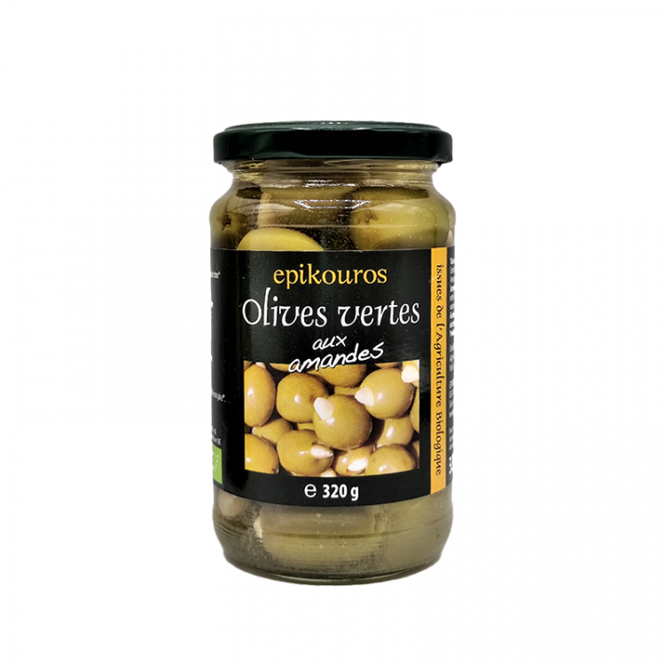 Olives vertes farcies aux Amandes BIO, 320g