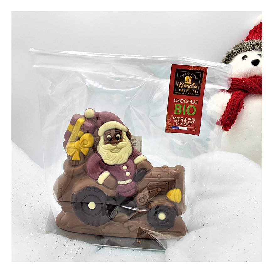 Père Noël tracteur Chocolat au lait BIO, 150g