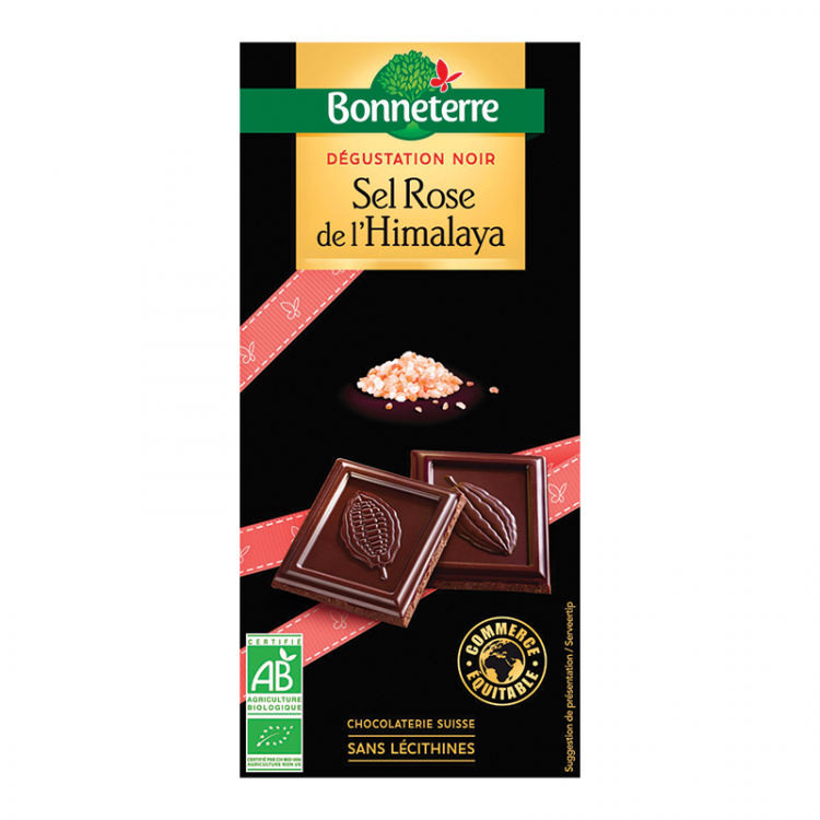 Chocolat noir sel rose de l'Himalaya BIO, 80g