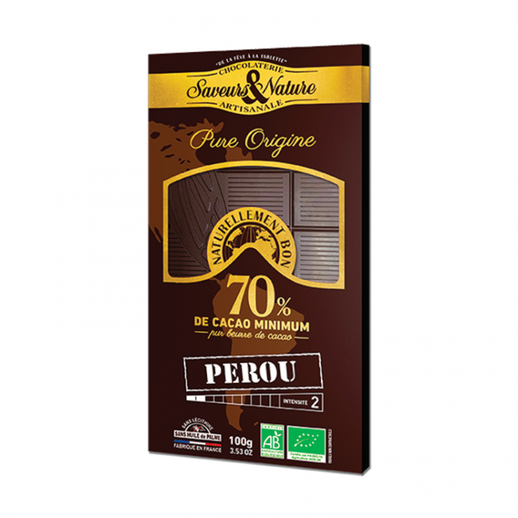 Chocolat noir Pérou 70% BIO, 100g