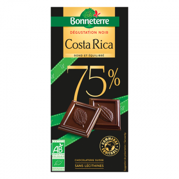 Chocolat Origine noir Costa Rica 75% BIO, 70g