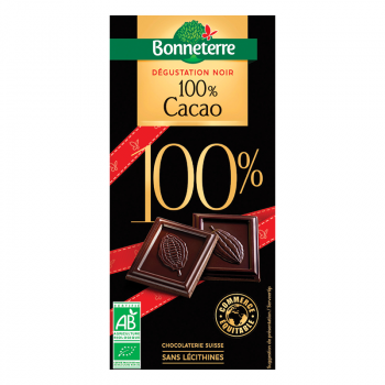 Chocolat noir dégustation 100% cacao BIO, 80g