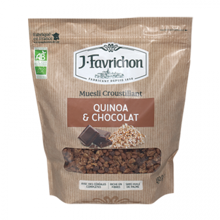 Muesli croustillant quinoa et chocolat BIO, 450g